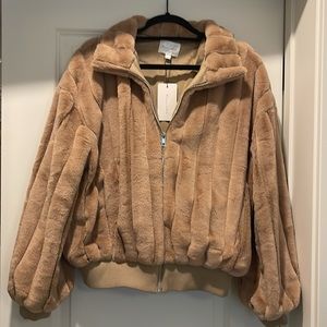 Line & Dot faux fur bomber jacket